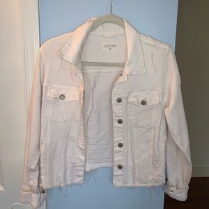 Eunina Distressed White Denim Jacket